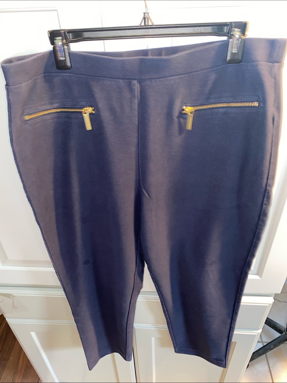 Michael Kors Dark Navy Ponte Pull-On Pants with Subtle Texture